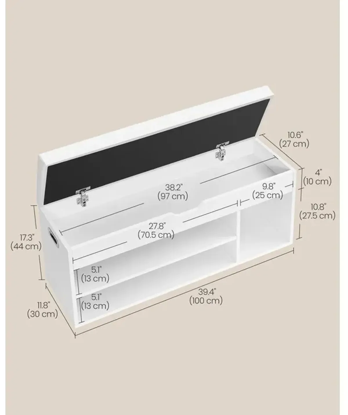 Storage Bench with Cushion for Stylish Seating and Hidden Storage