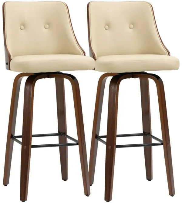 Beige Kitchen Seating: Counter Stools with Tufted PU Leather Back