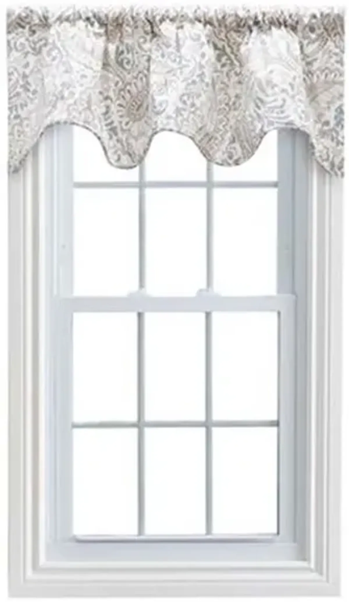 Ellis Shannon Printed Paisley Pattern on Cotton Fabric Scallop Valance Lined 3" Rod Pocket 50"x16" Natural