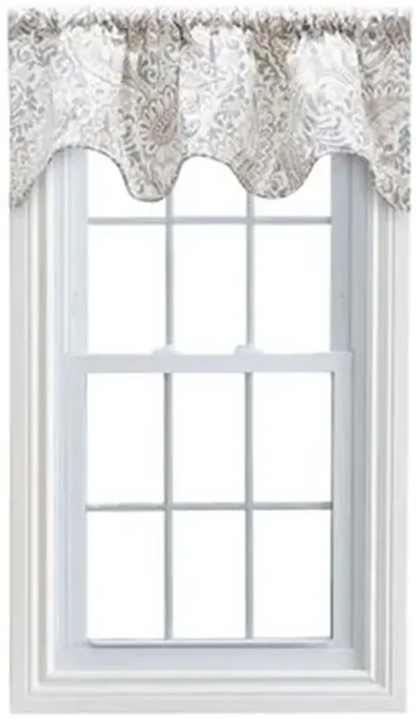 Ellis Shannon Printed Paisley Pattern on Cotton Fabric Scallop Valance Lined 3" Rod Pocket 50"x16" Natural