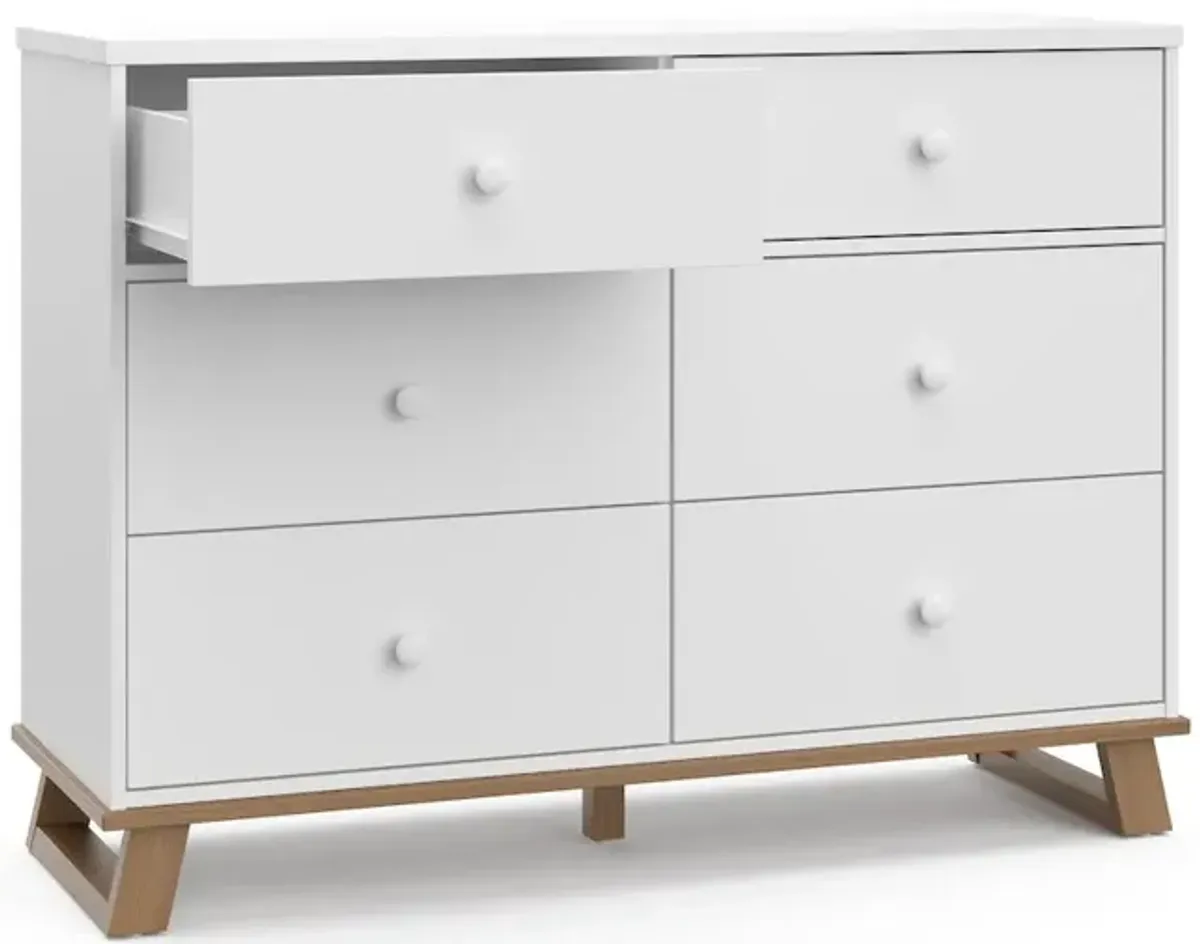 Storkcraft Modern 6 Drawer Dresser (White with Vintage Driftwood)