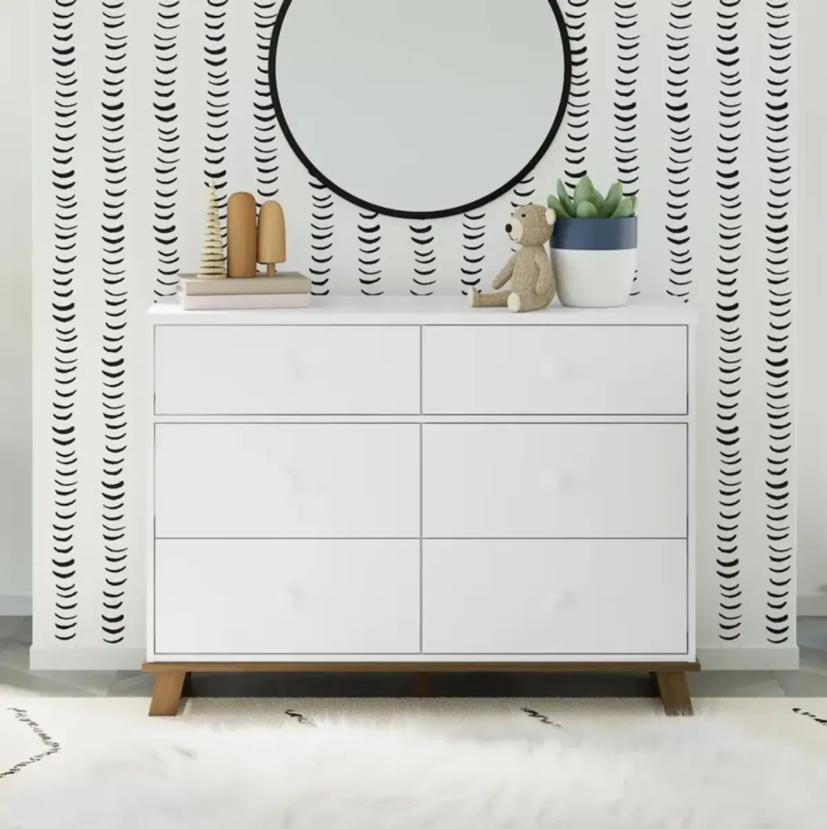 Storkcraft Modern 6 Drawer Dresser (White with Vintage Driftwood)