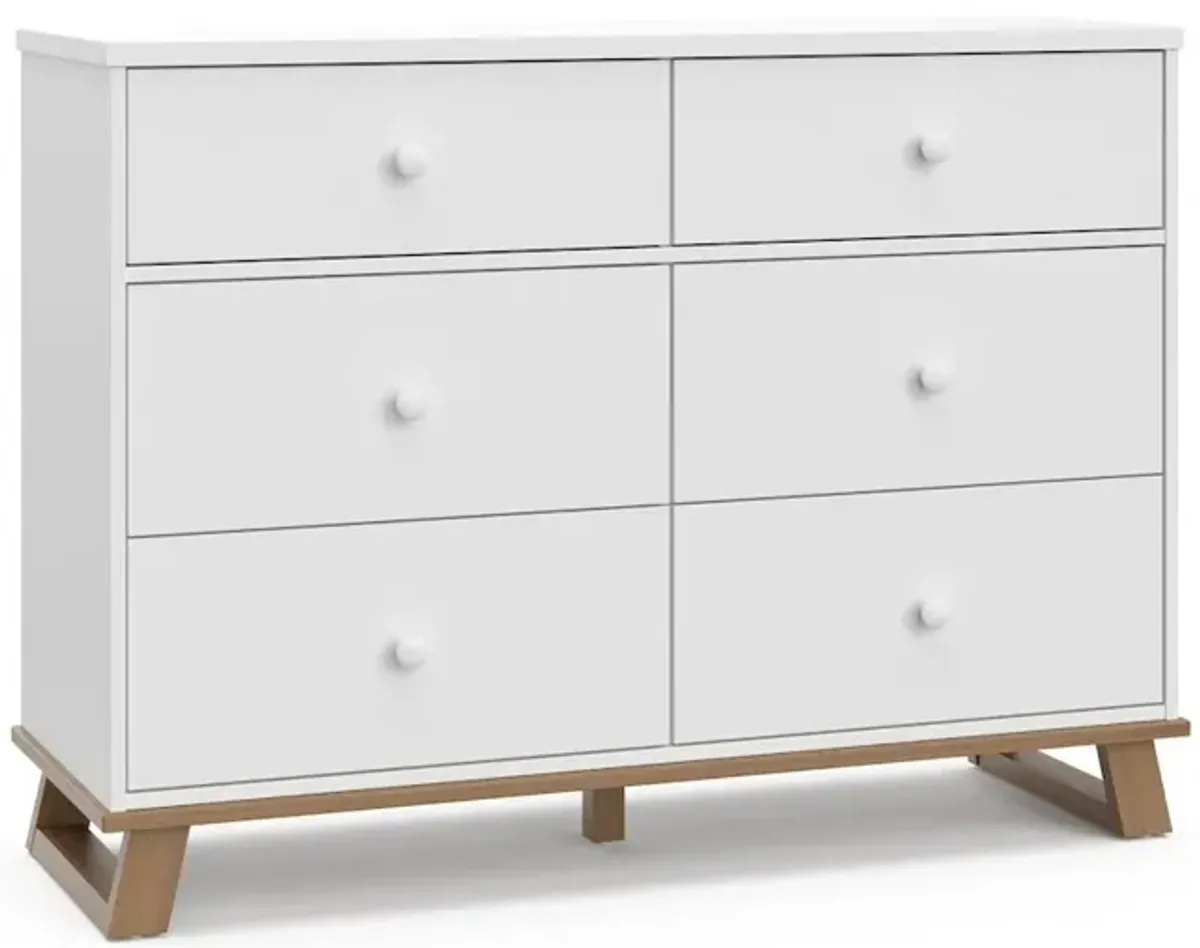 Storkcraft Modern 6 Drawer Dresser (White with Vintage Driftwood)