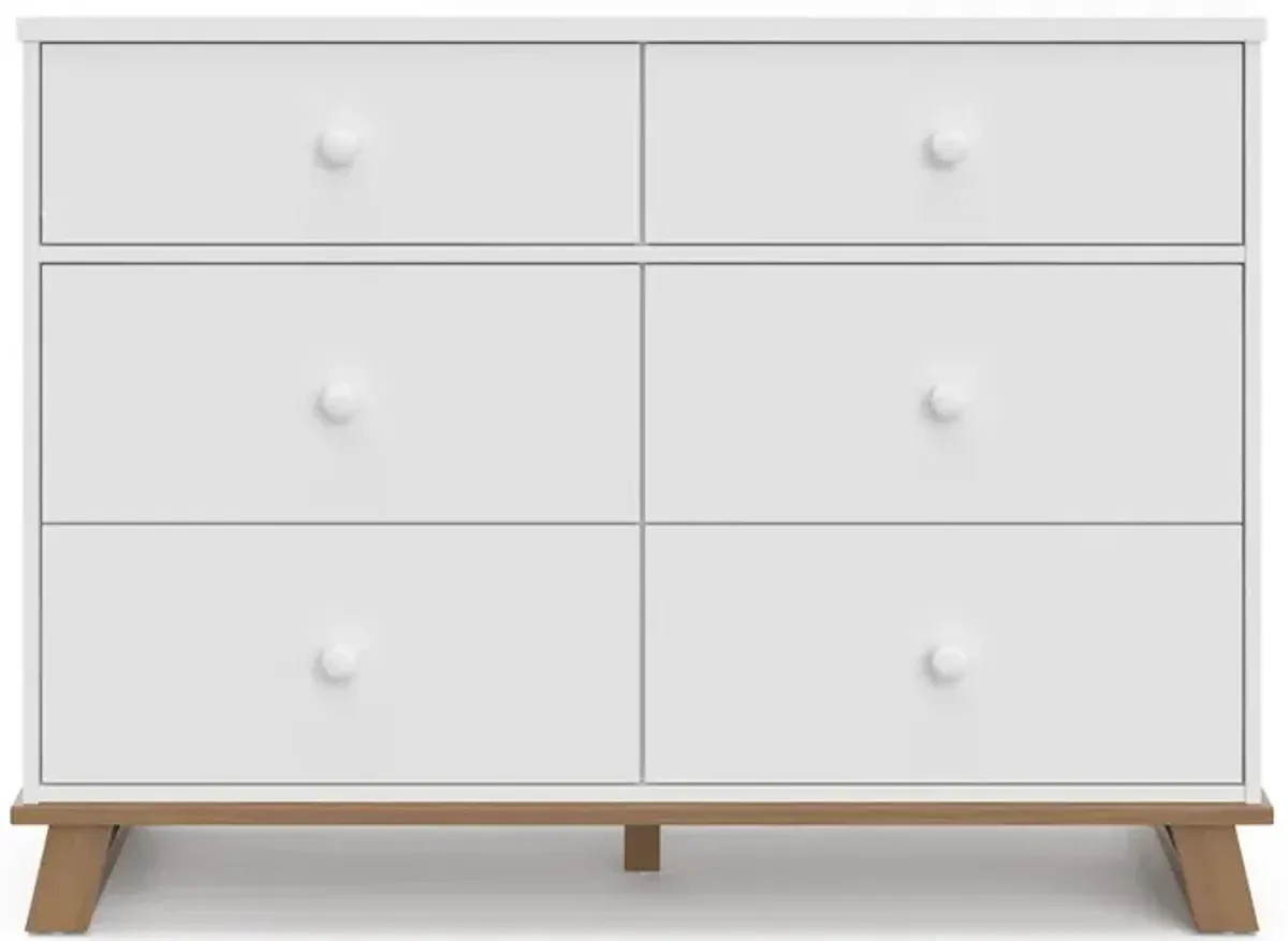 Storkcraft Modern 6 Drawer Dresser (White with Vintage Driftwood)