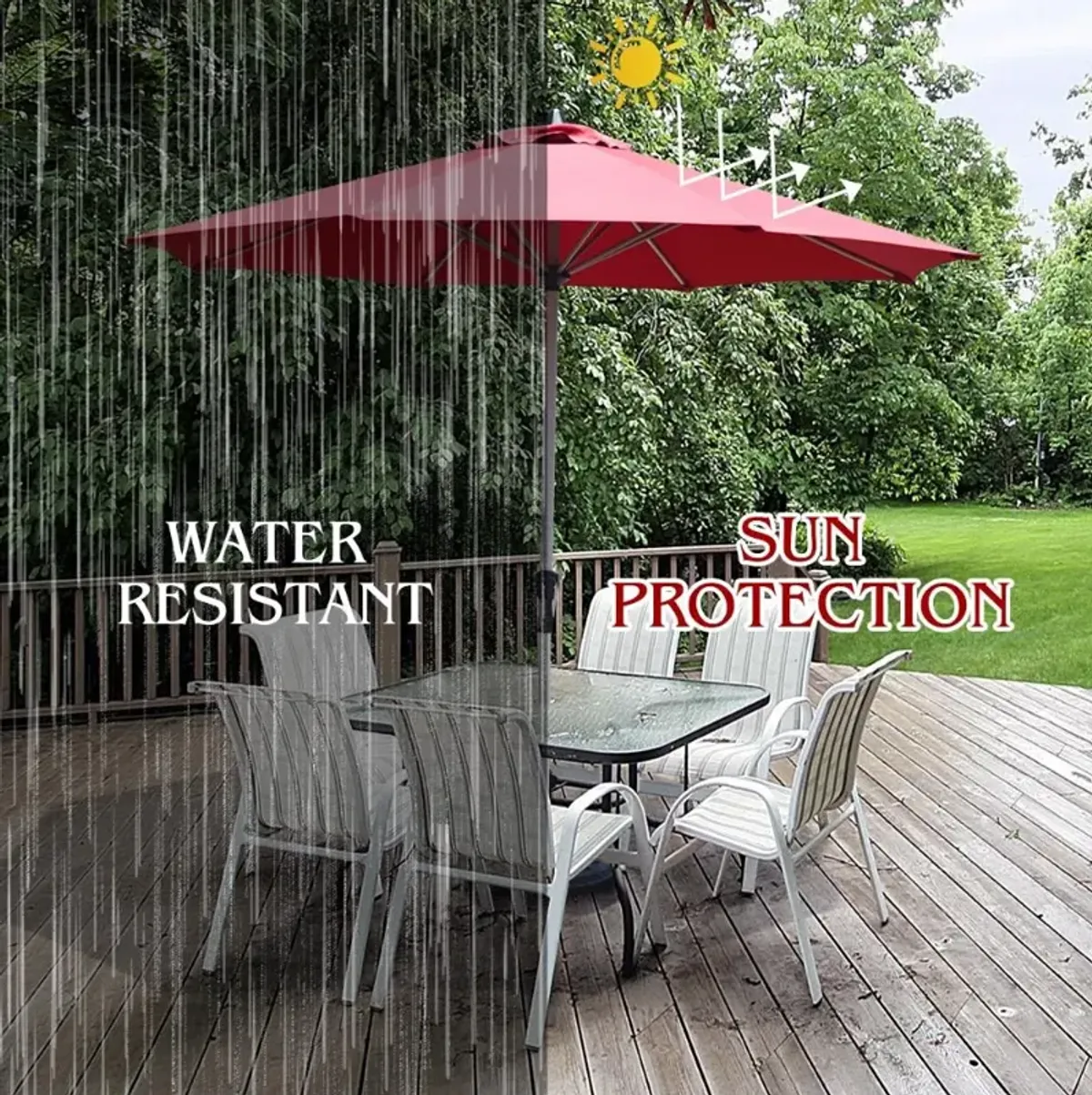 9 Feet Patio Outdoor Market Umbrella with Aluminum Pole without Weight Base