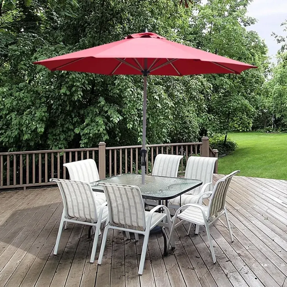 9 Feet Patio Outdoor Market Umbrella with Aluminum Pole without Weight Base