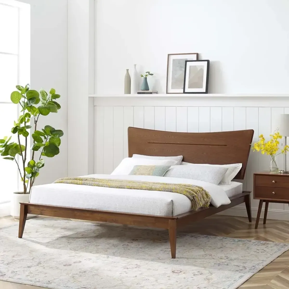 Modway - Astra Queen Wood Platform Bed Walnut