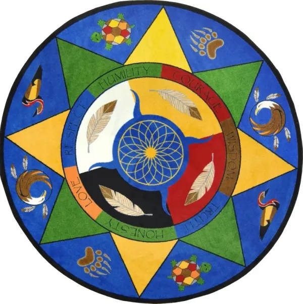 Joy Carpets Kid Essentials Spirit of Truth 13'2 Round Area Rug in Color Multi