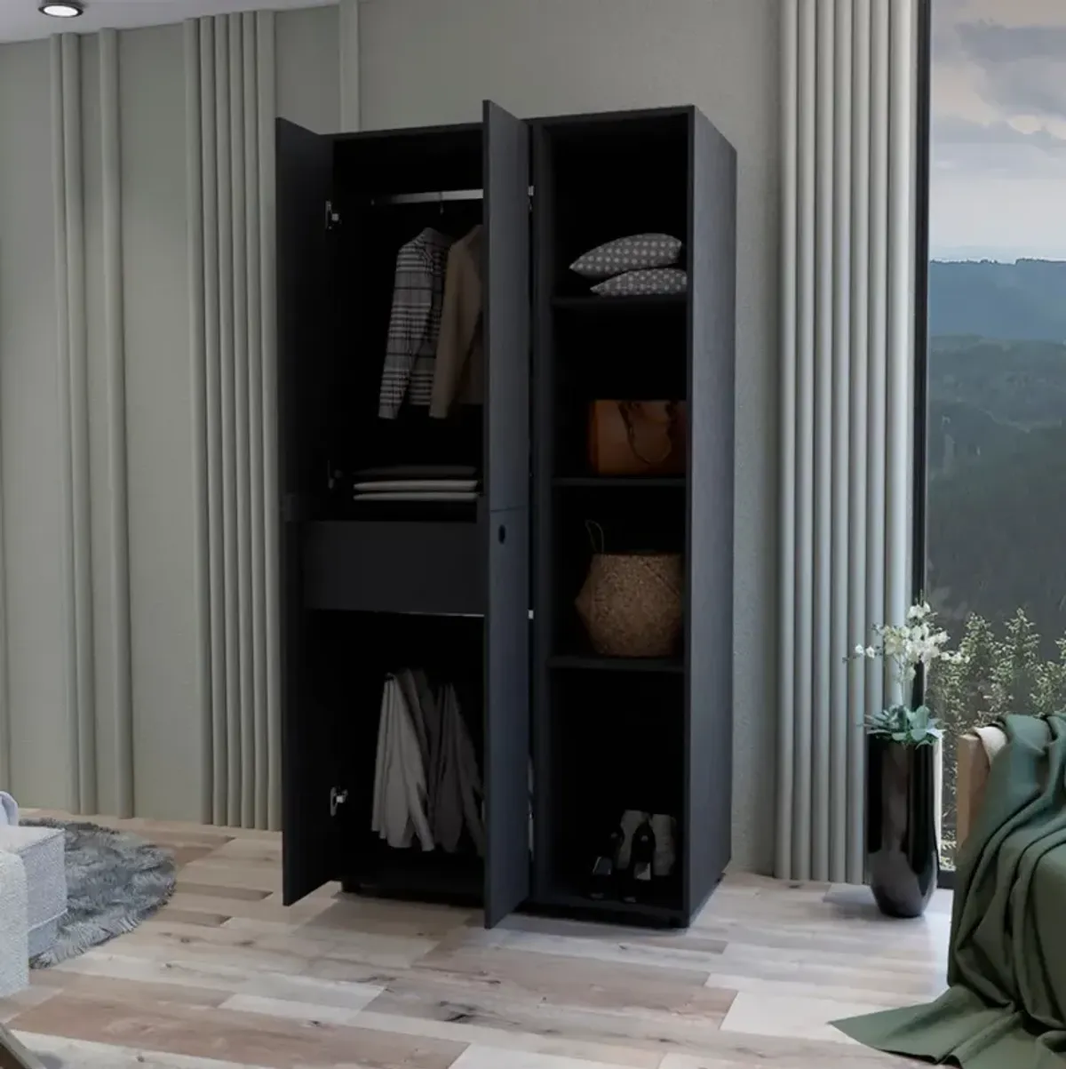 Armoire Boise, Bedroom, Black