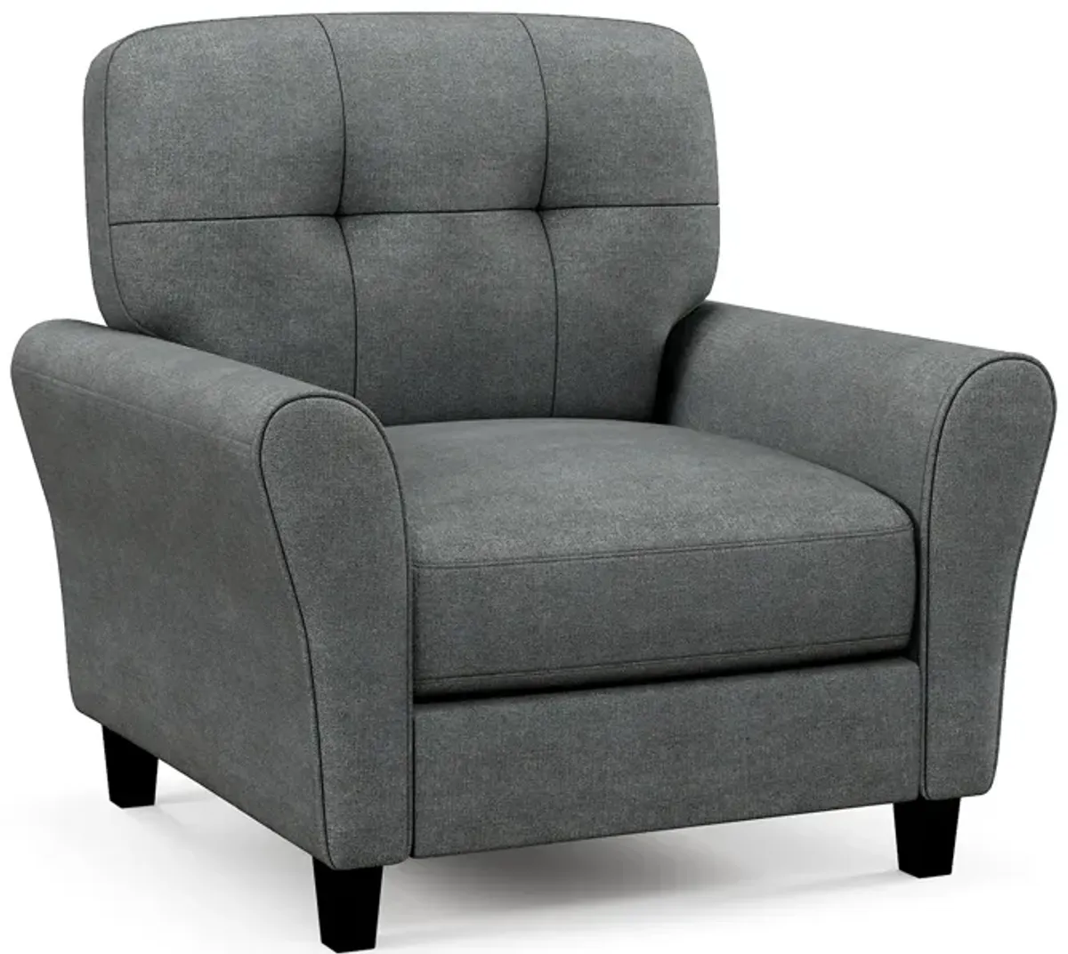 Modern Upholstered Accent Chair with Rubber Wood Legs-Gray