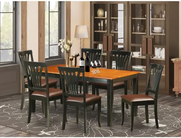 7 PC Kitchen Table set-Dining Table and 6 Leather Dining Chairs