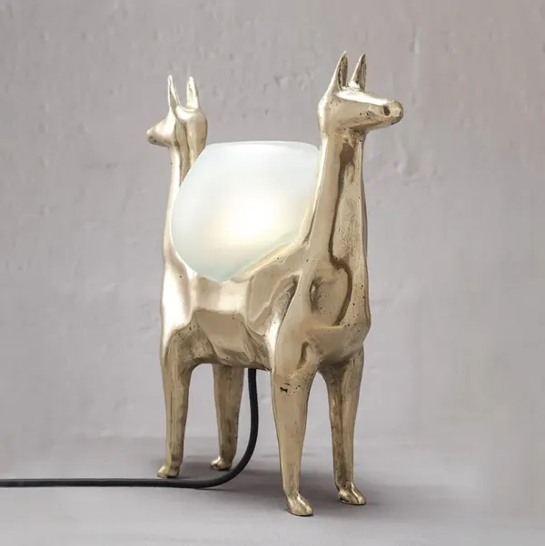 LLAMAS Table Lamp in Casted Bronze and Handblown Glass by ANDEAN, In Stock