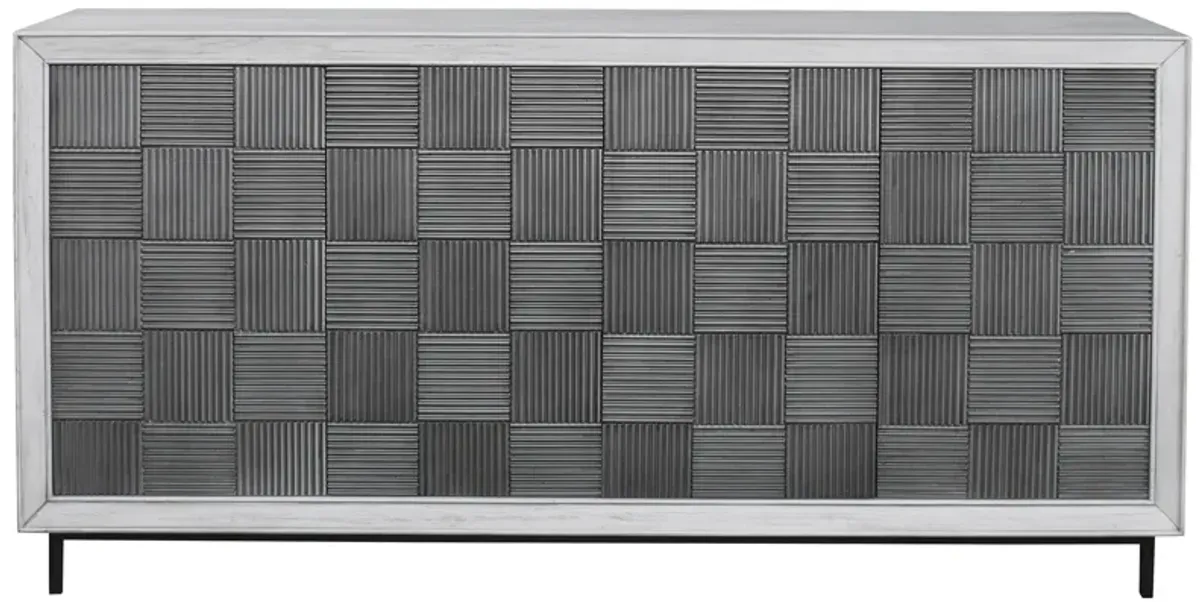 Checkerboard 4 Door Gray Cabinet