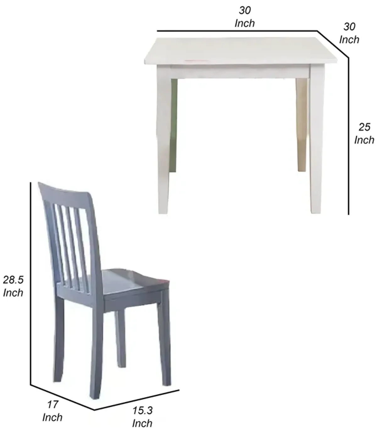 Reyi 5pc Kids Childrens Dining Table and 4 Chair Set, Colorful Wood - Benzara