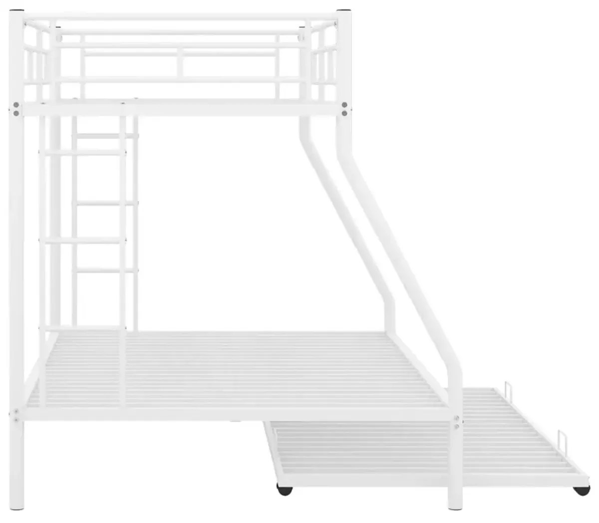 Twin Over Full Bed With Sturdy Steel Frame, Bunk Bed With Twin Size Trundle, Two-Side Ladders