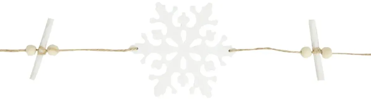 4' White Snowflakes on Jute Rope Hanging Christmas Garland