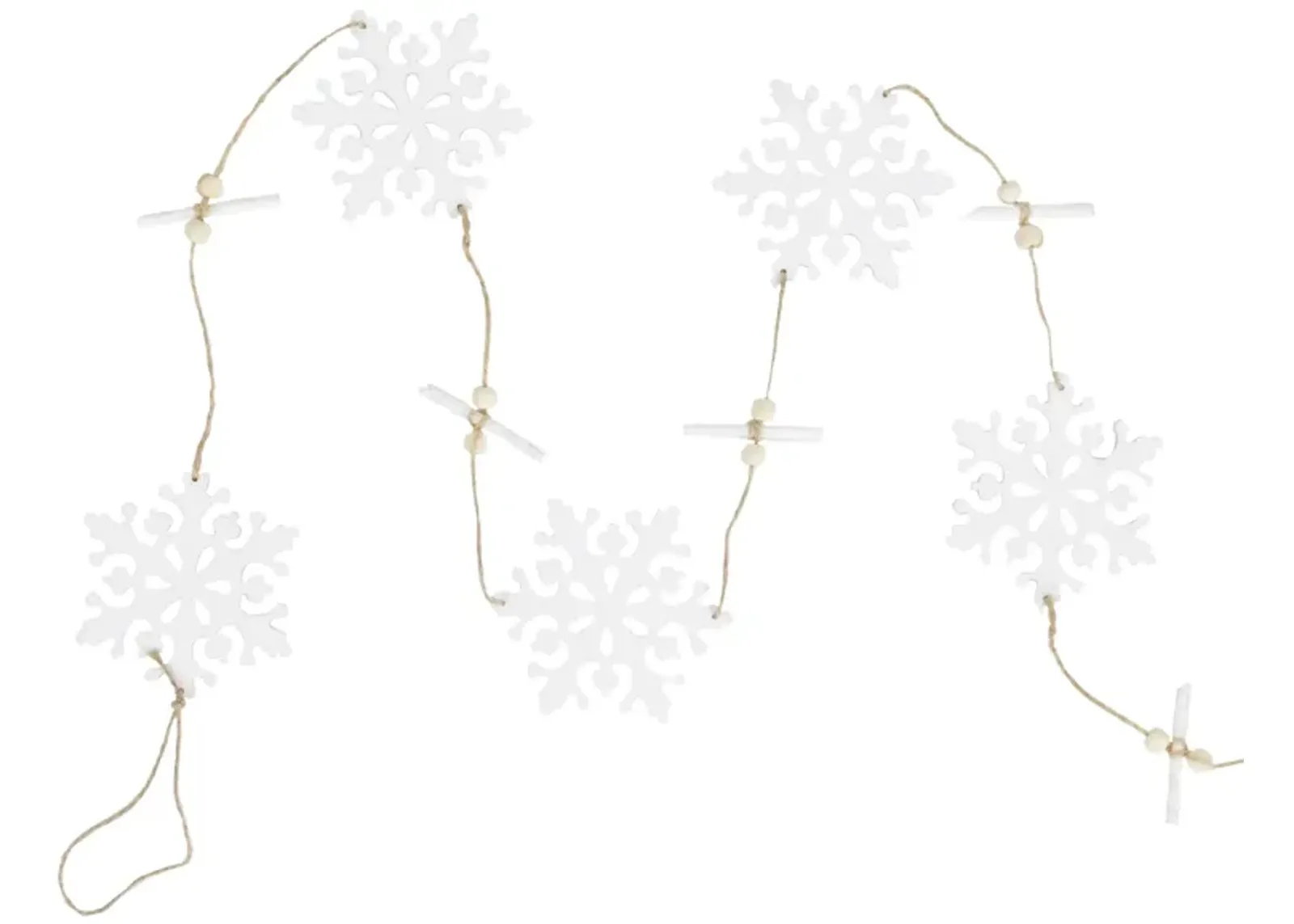 4' White Snowflakes on Jute Rope Hanging Christmas Garland