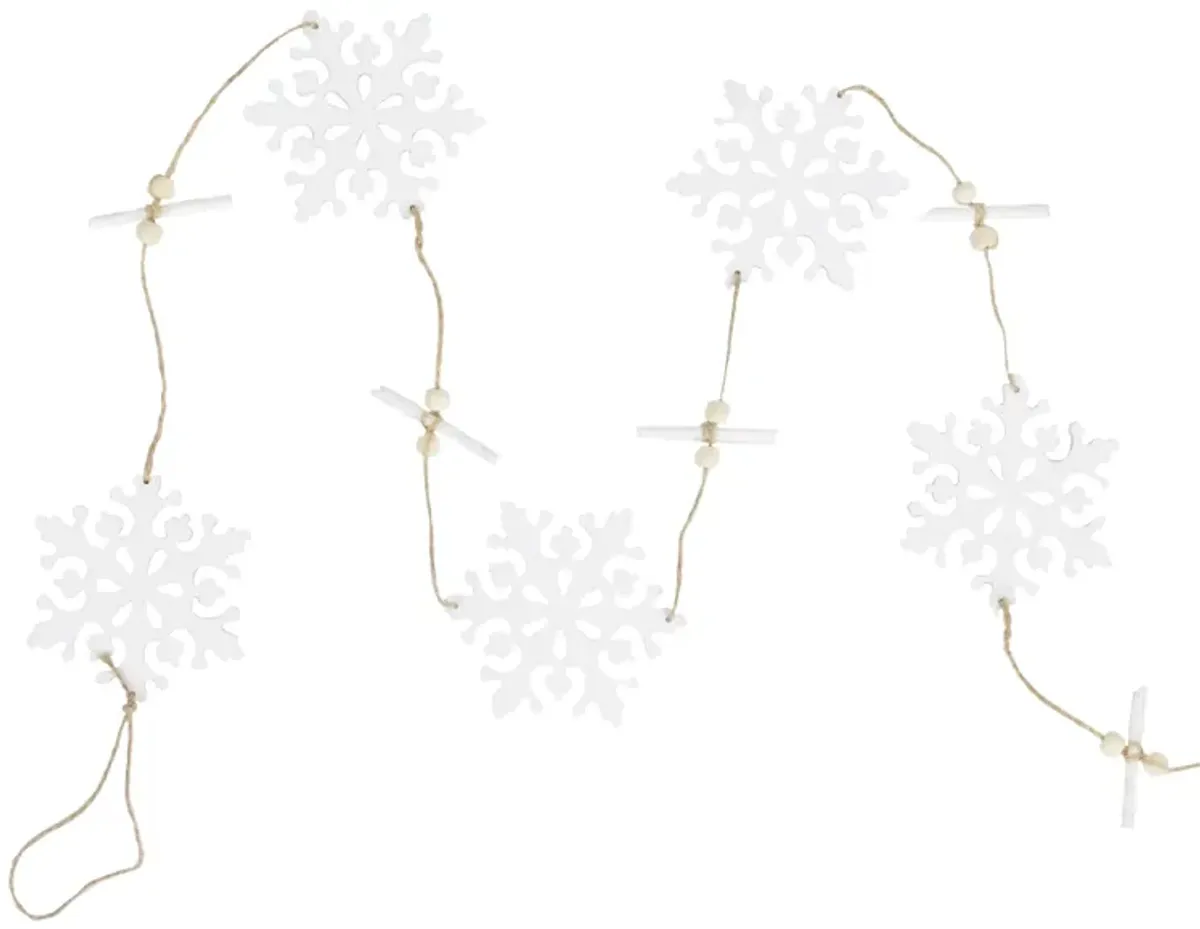 4' White Snowflakes on Jute Rope Hanging Christmas Garland