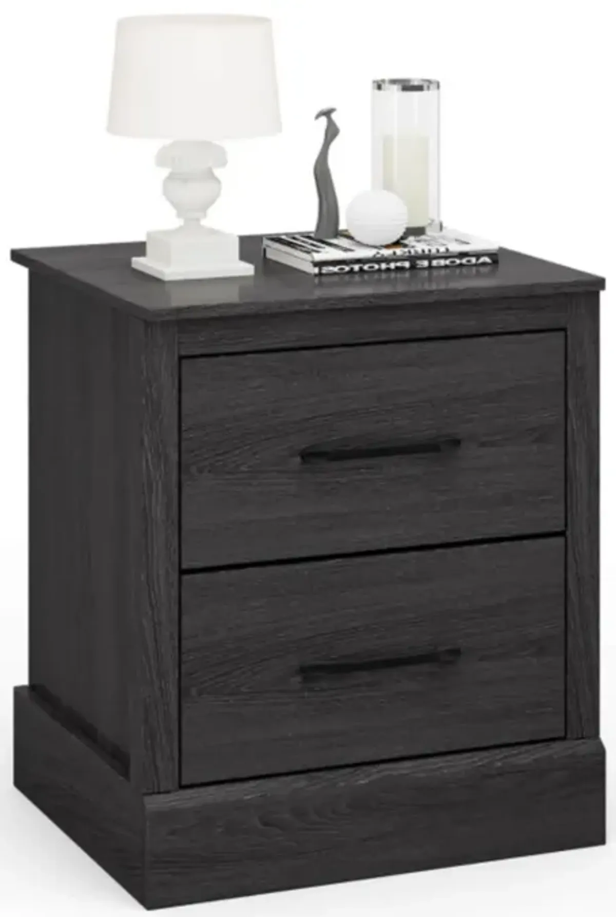 Hivvago Wood Compact Floor Nightstand with Storage Drawers