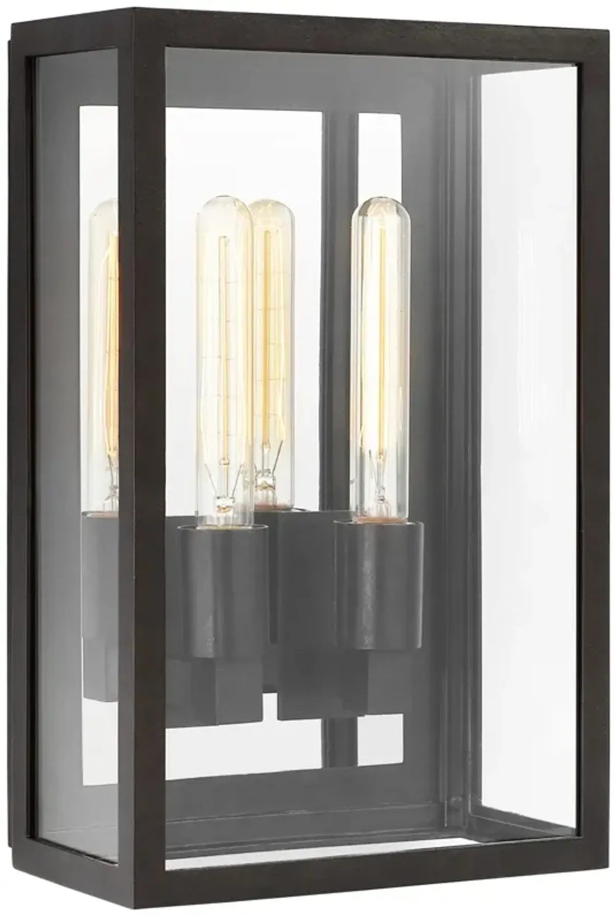 Fresno Large Tall 3/4 Wall Lantern in Aged Iron with Clear Glass