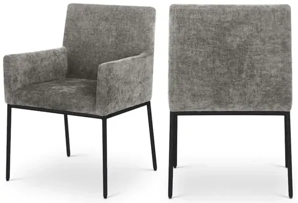 Meridian Furniture Reeves Grey Chenille Fabric Dining Chair, Set of 2