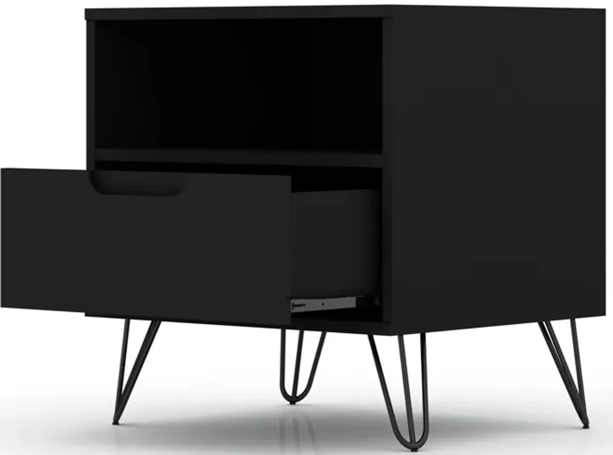 Rockefeller Black 1-Drawer Nightstand