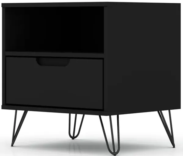 Rockefeller Black 1-Drawer Nightstand