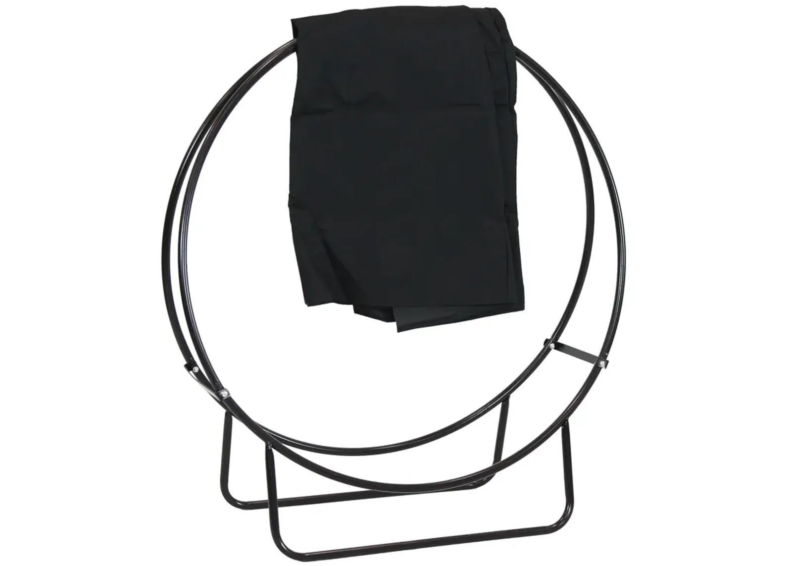 Sunnydaze Powder-Coated Steel Firewood Log Hoop Rack with Black Cover