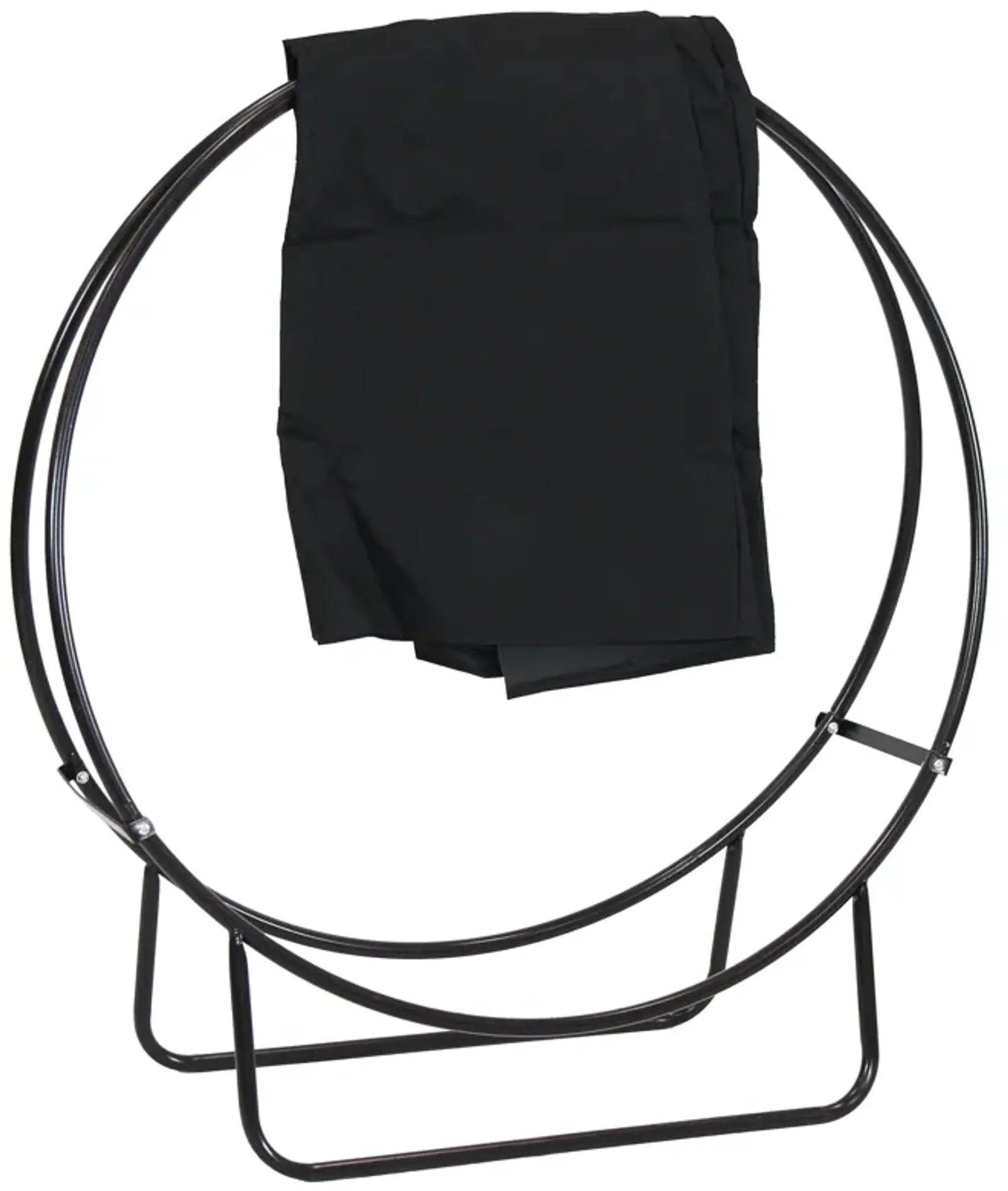 Sunnydaze Powder-Coated Steel Firewood Log Hoop Rack with Black Cover