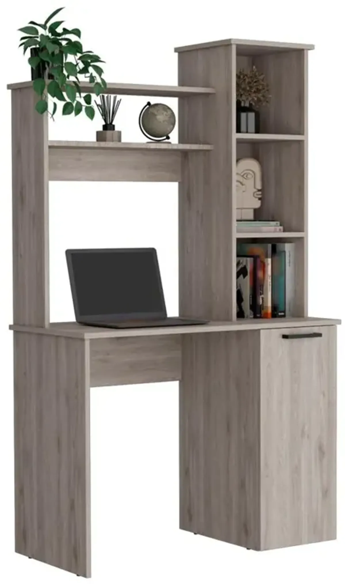 Computer Desk with Ample Work Surface, Hutch Storage and Single Door Cabinet