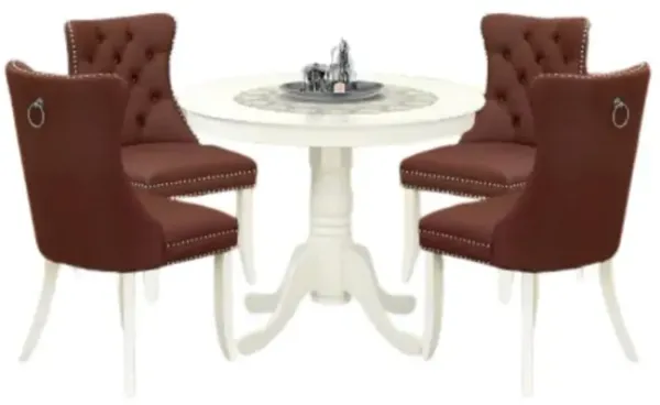 5 Piece Kitchen Table Set for Small Spaces Contains a Round Dining Table