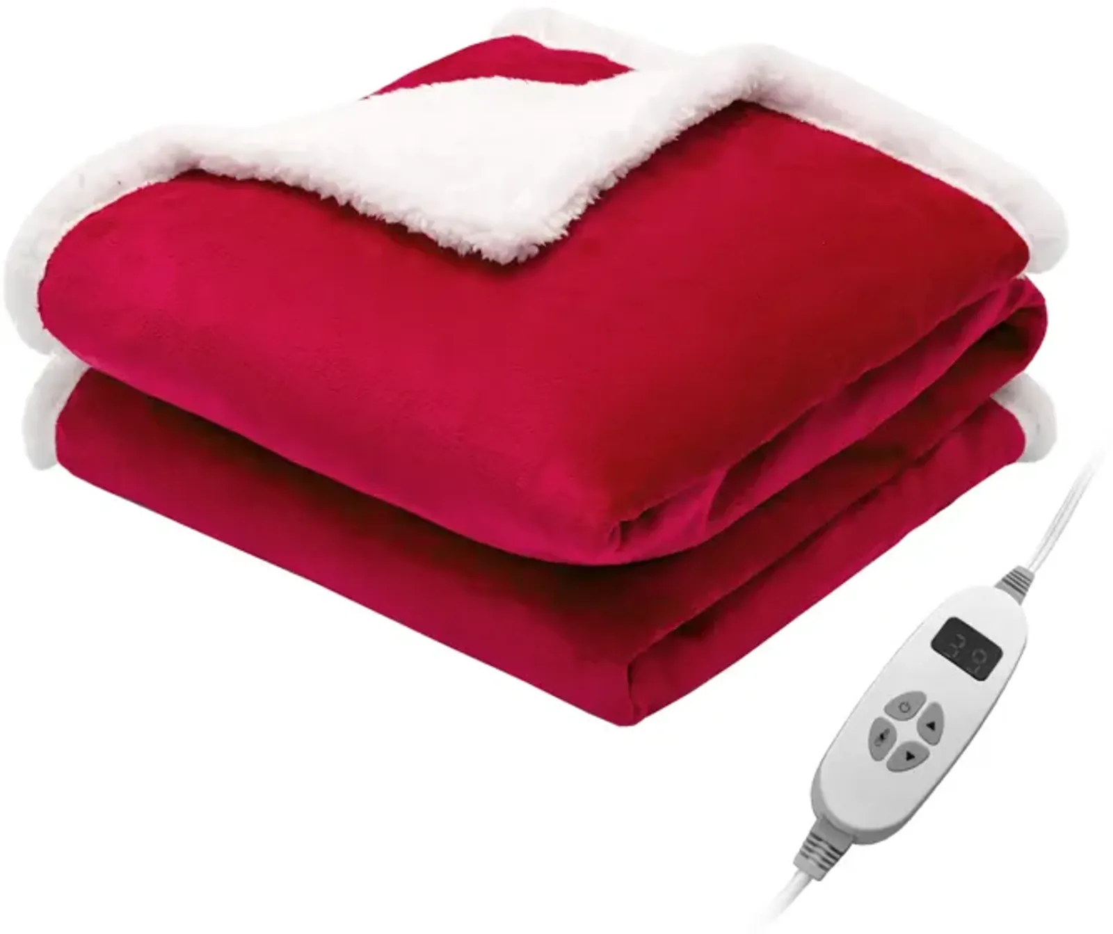 Electric Heated Blanket Throw Reversible Flannel and Sherpa Blanket