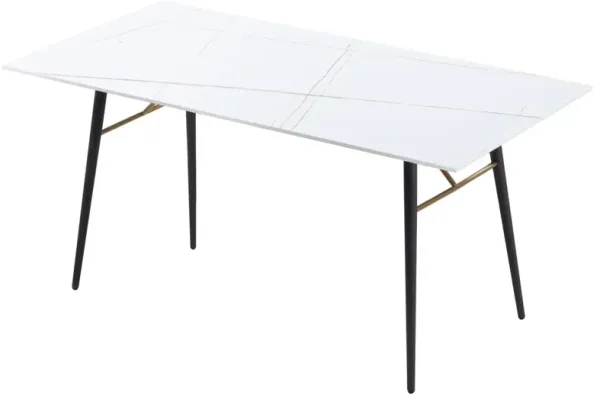 63" Dining Table Small Space Kitchen Table Porcelain Desk Top White