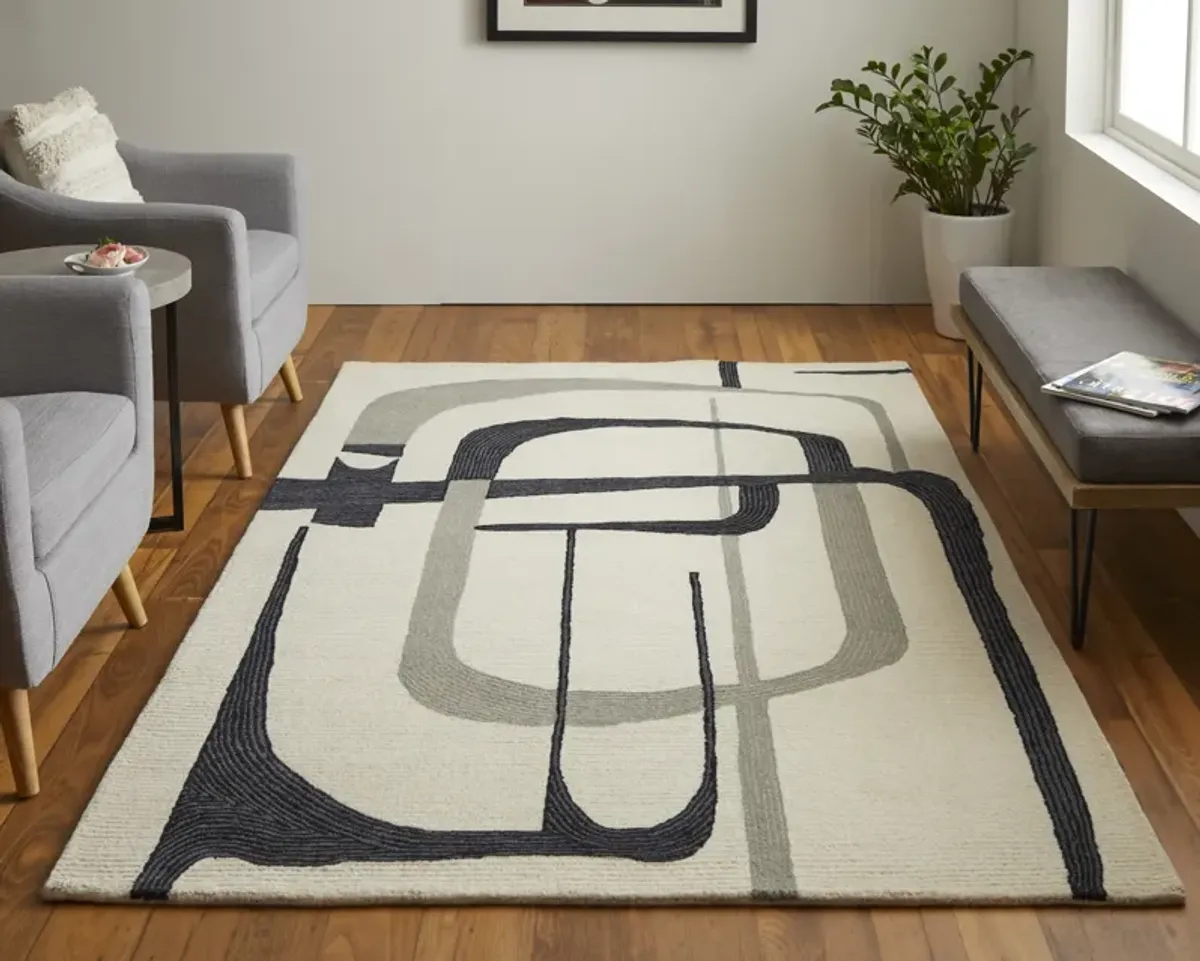 Maguire 8905F Ivory/Gray/Black 2' x 3' Rug