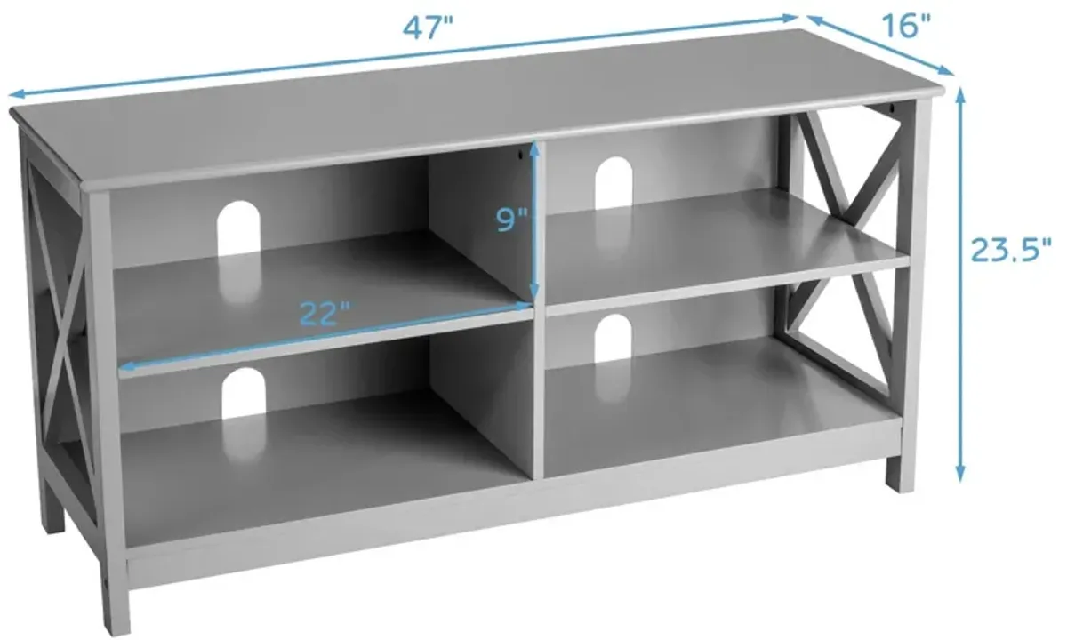 Wooden TV Stand Entertainment for TVs up to 55 Inch with X-Shaped Frame