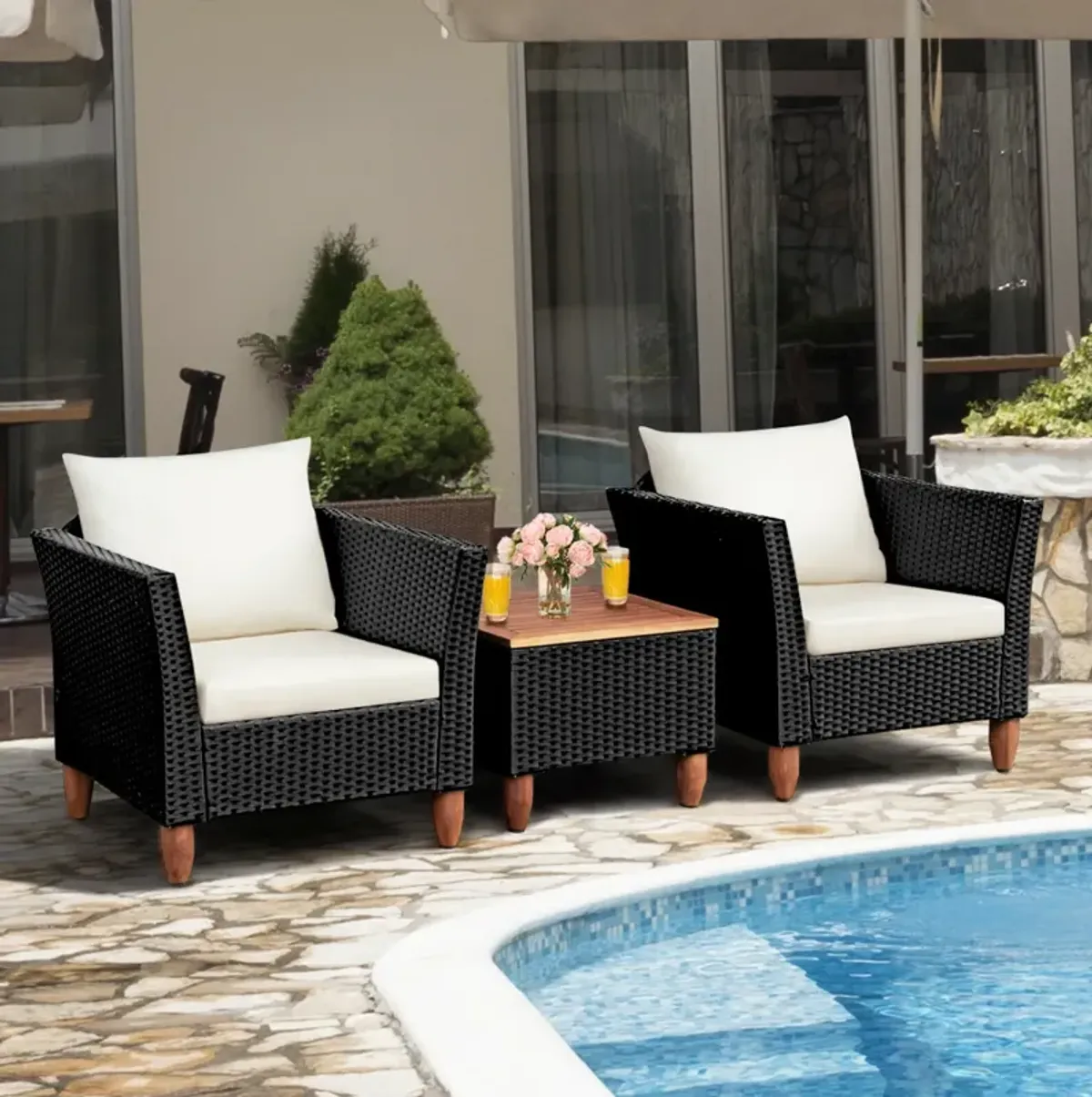 3-Piece Outdoor Patio Rattan Furniture Set for Stylish Outdoor Living