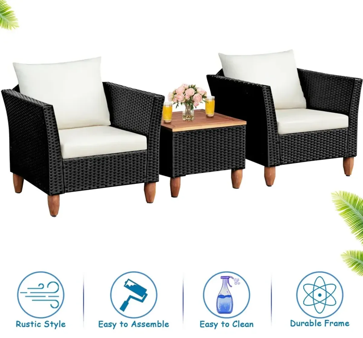 3-Piece Outdoor Patio Rattan Furniture Set for Stylish Outdoor Living