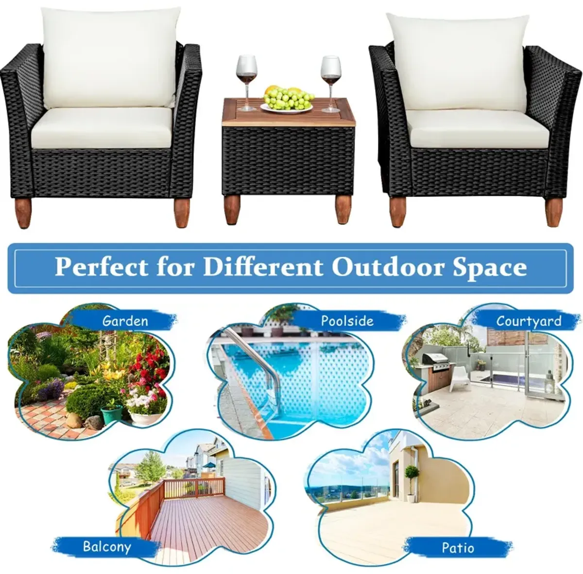 3-Piece Outdoor Patio Rattan Furniture Set for Stylish Outdoor Living