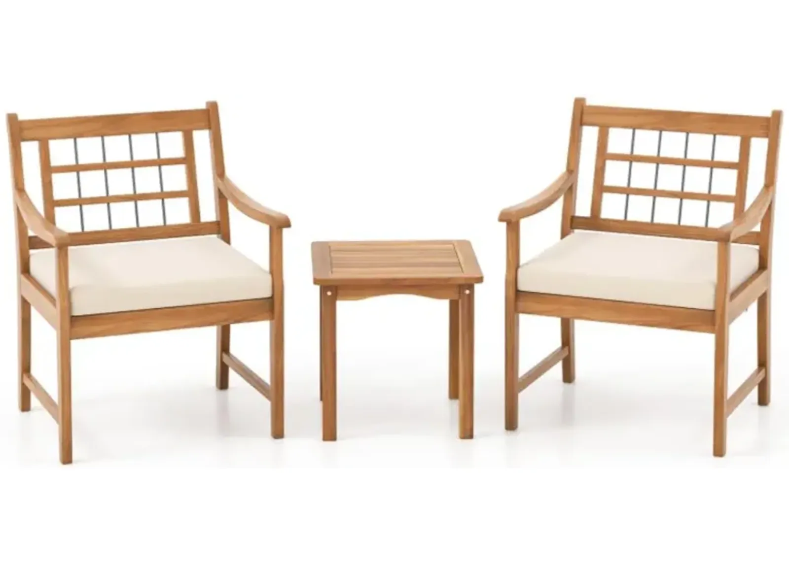 Hivvago 3 Piece Wood Patio Furniture Set with Seat Cushions and Acacia Wood Frame