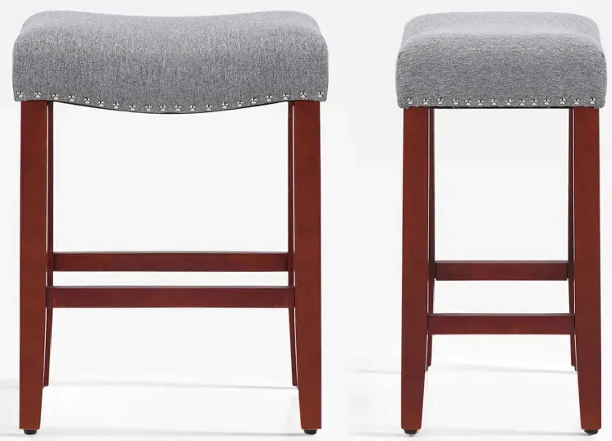 WestinTrends 24" Upholstered Saddle Seat Counter Stool (Set of 2)