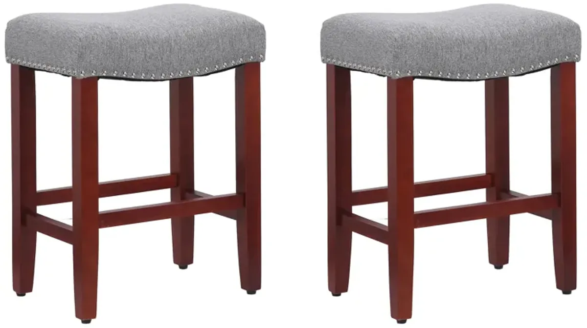 WestinTrends 24" Upholstered Saddle Seat Counter Stool (Set of 2)