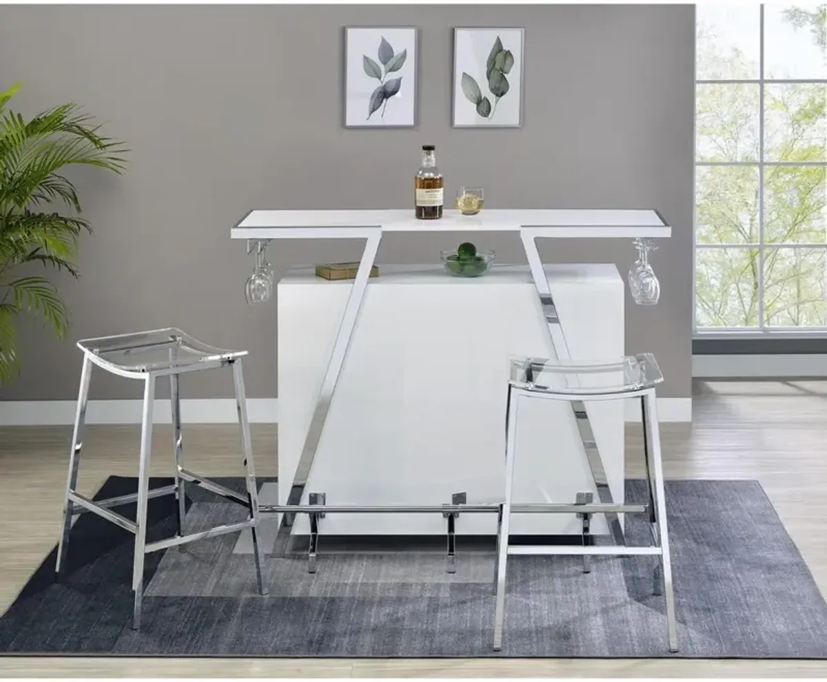 Zena Backless Bar Stool w/Acrylic Seat Set of Two