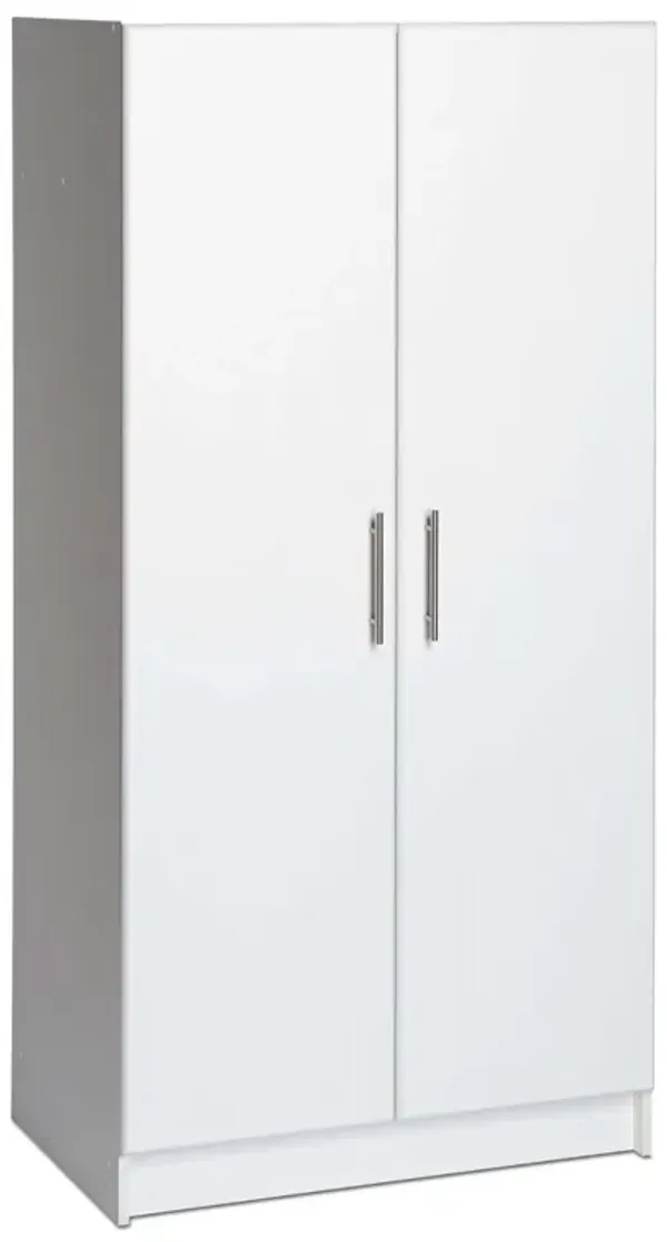 Hivvago White 2 Door Wardrobe Cabinet with Hanging Rail and Storage Shelf