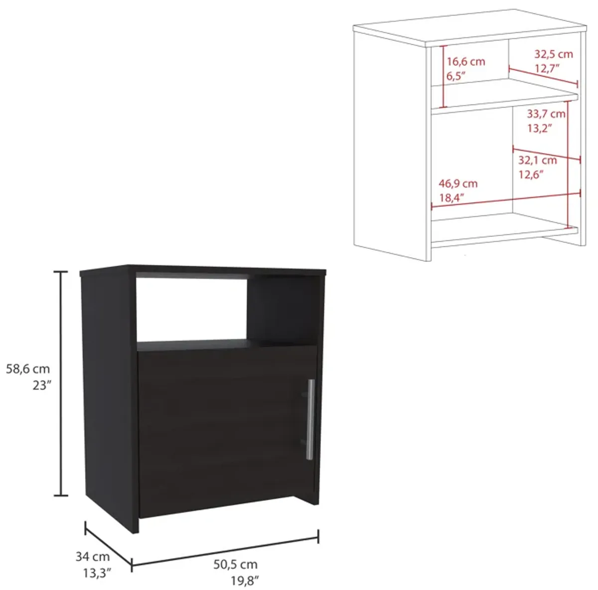 Nightstand Cuarzz, Bedroom, Black