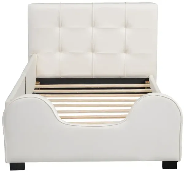 Merax Upholstered Platform Bed with Guardrail