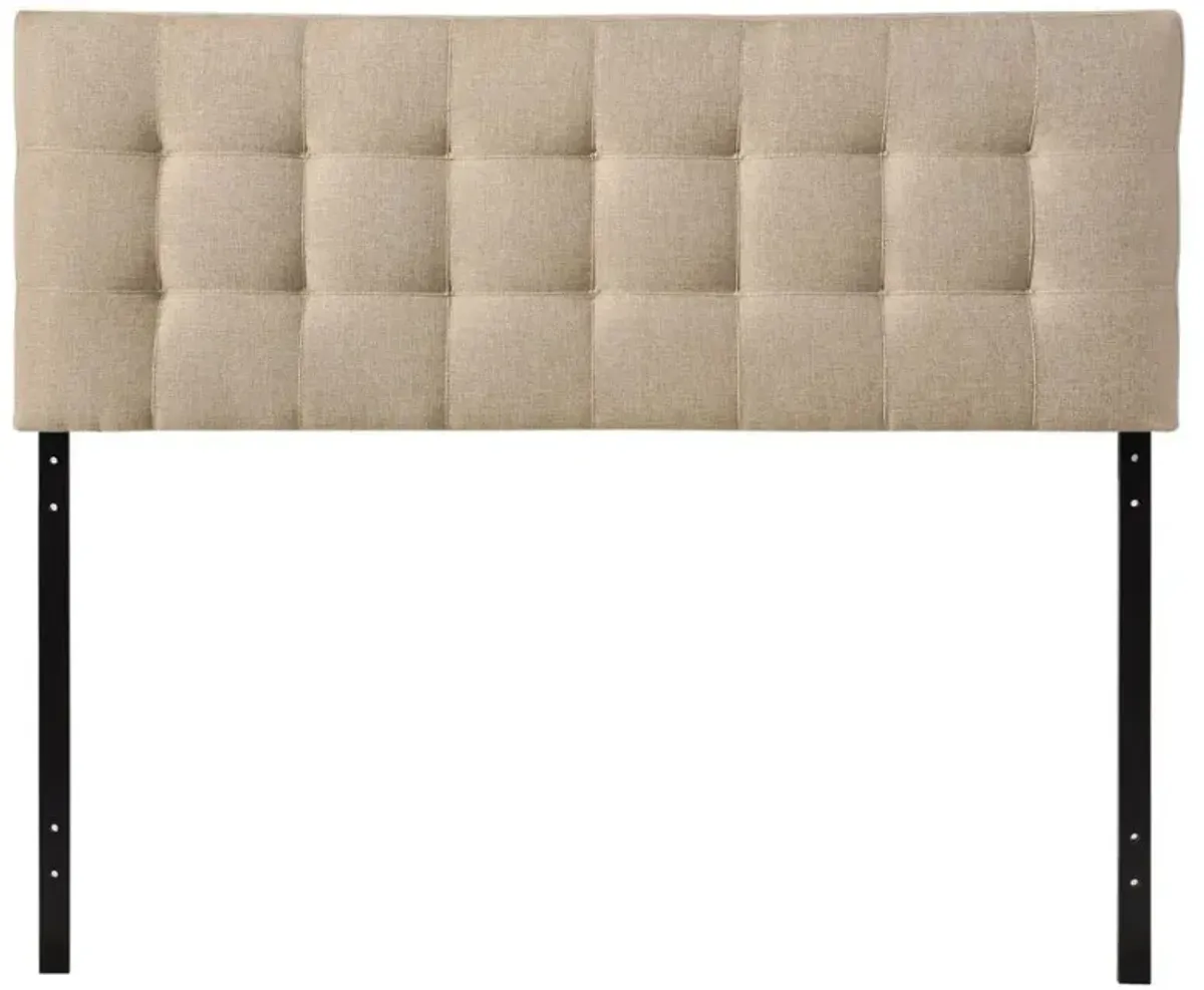 King size Beige Fabric Upholstered Headboard with Modern Tufting