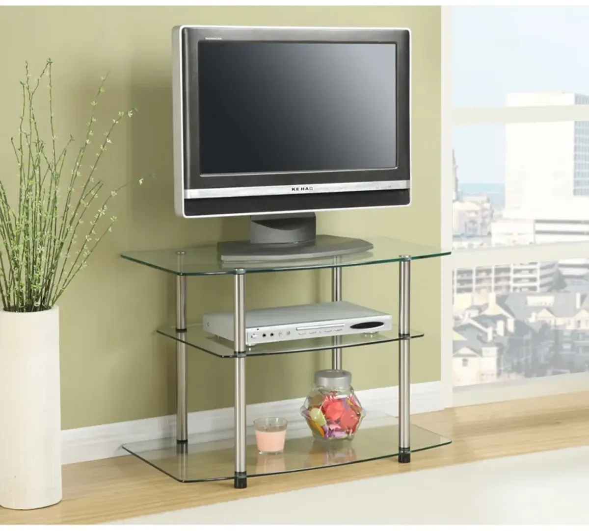 Convenience Concepts Designs2Go Classic Glass 3 Tier TV Stand