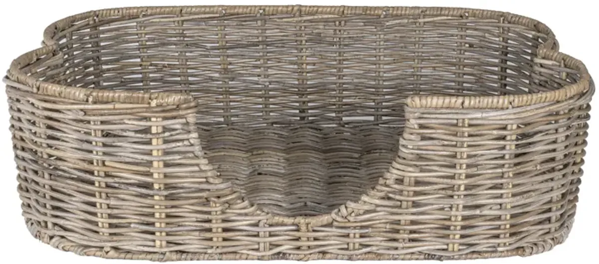 Scallop Tropical Handwoven Rattan Dog Bed with Machine Washable Cushion