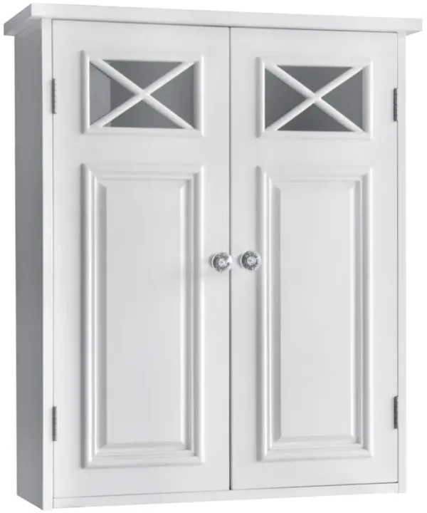 Teamson Home Dawson Removable Wooden Wall Cabinet with Cross Molding and 2 Doors- White