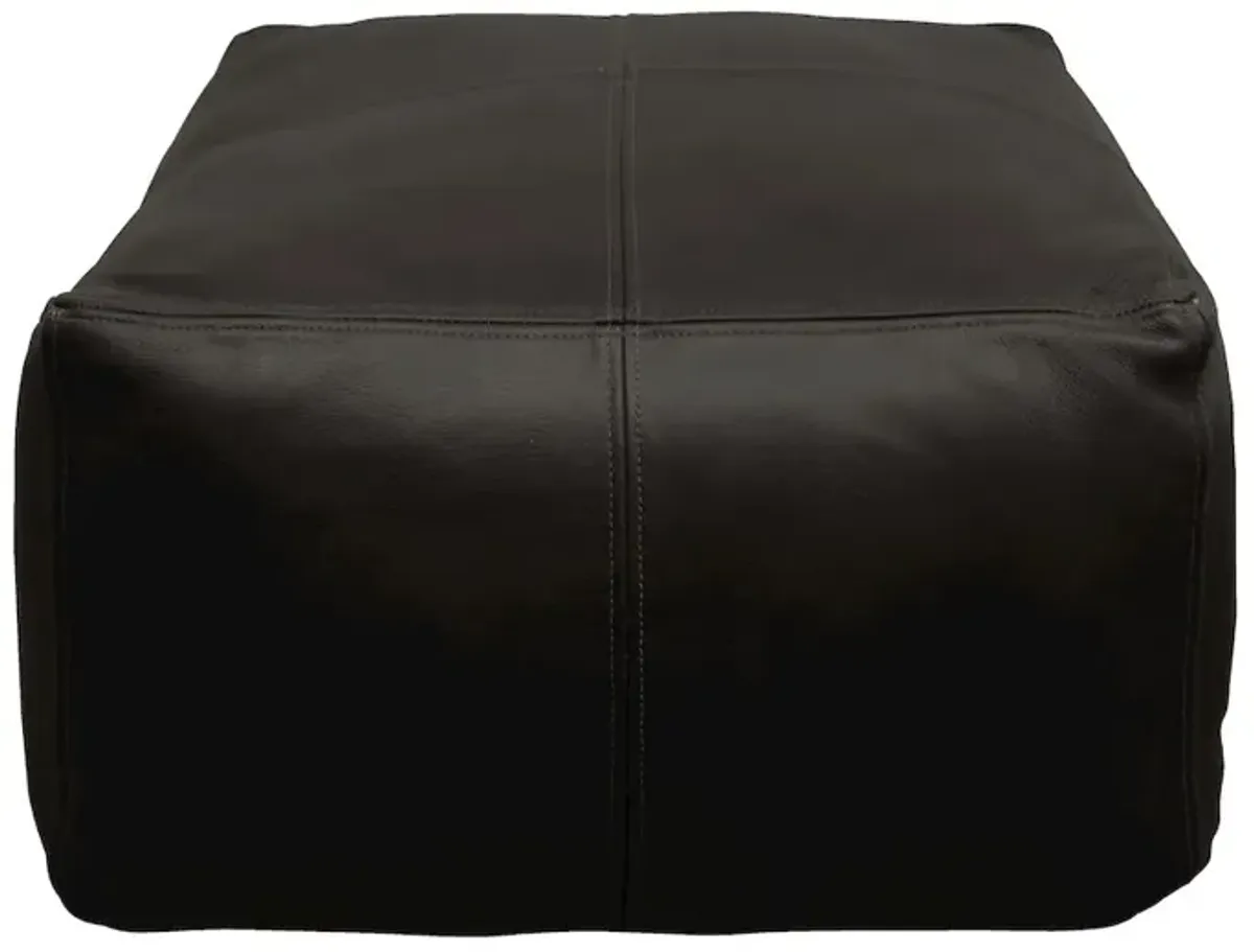 Mid-Century Java Leather Pouf in Antique Black